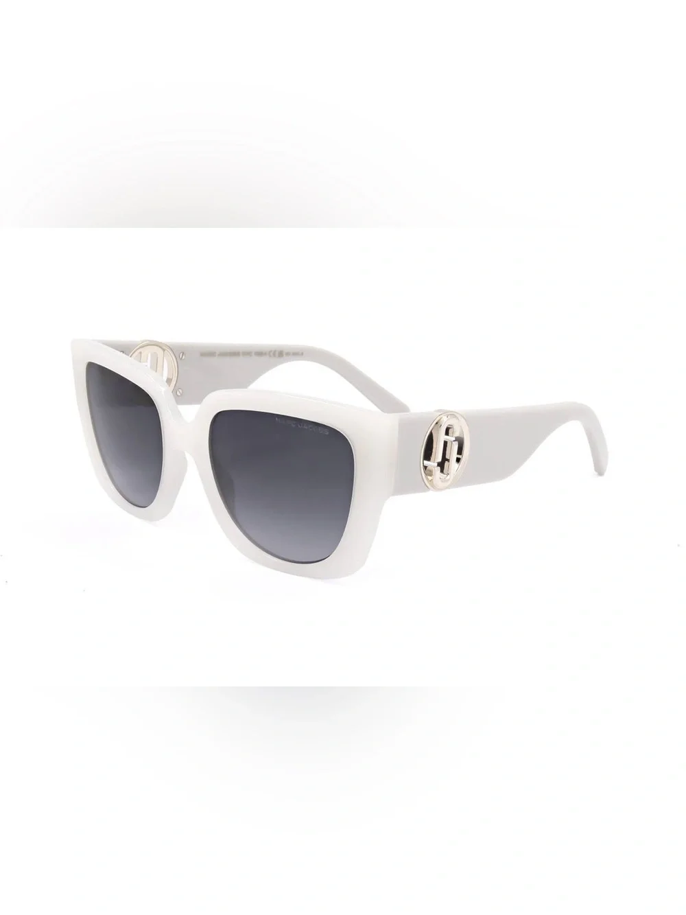 Marc Jacobs White Cat Eye Sunglasses with Gradient Gray Lenses